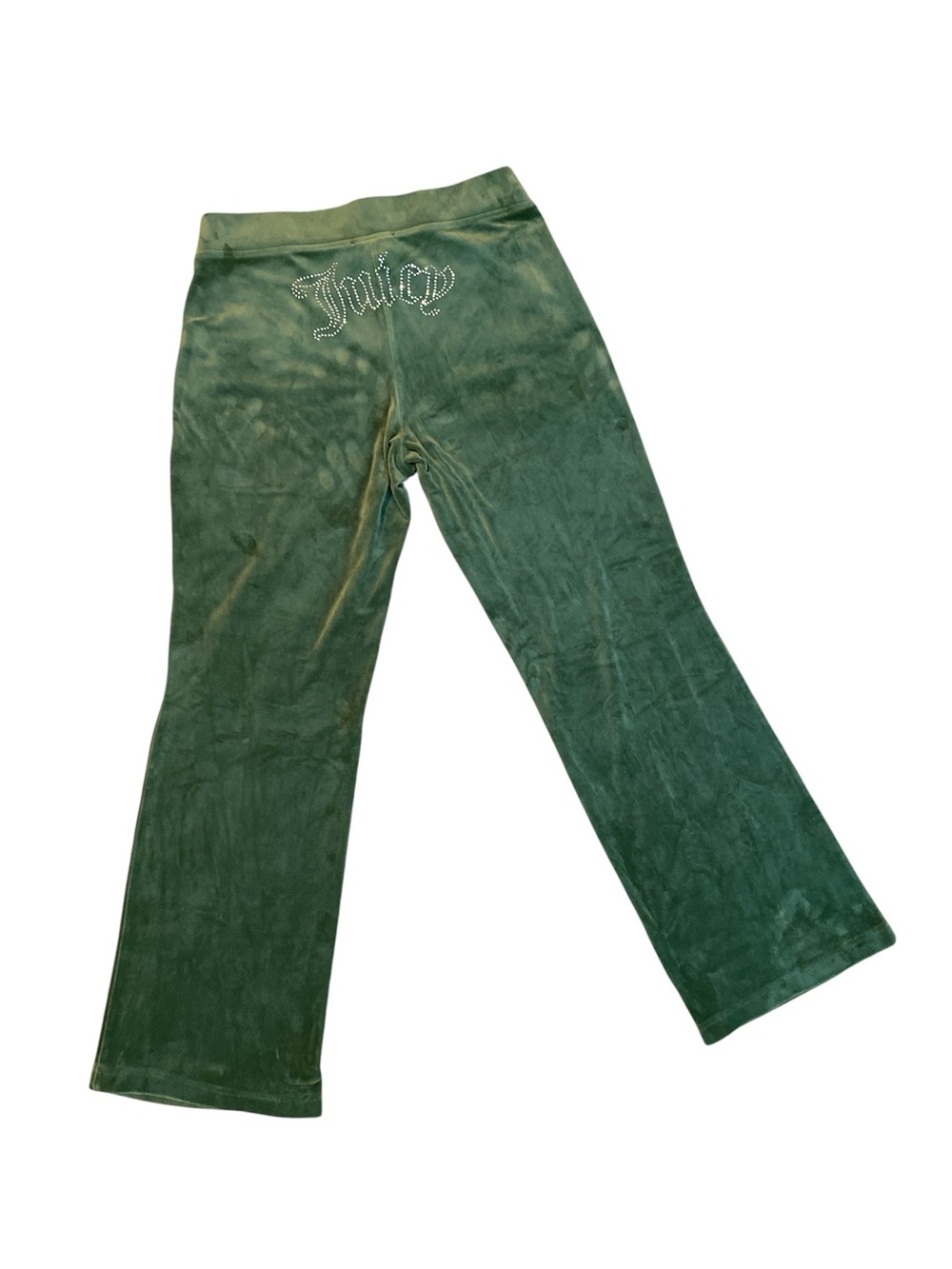 Juicy Couture Green Velour Rhinestone Logo Pants